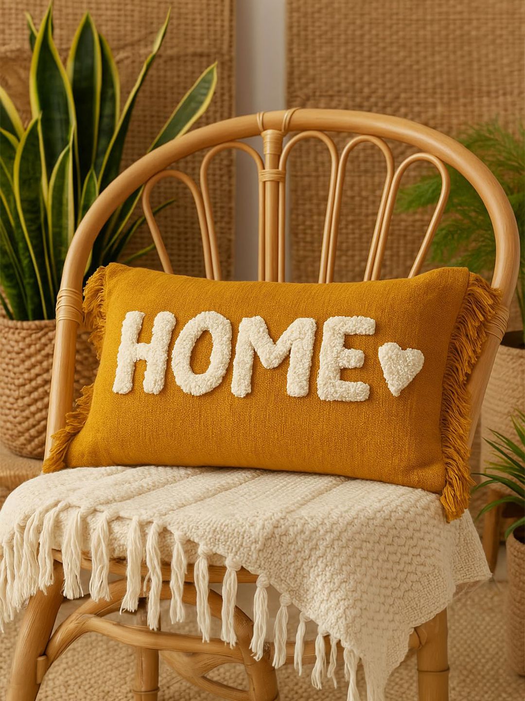 WEAVERS HUT Mustard Rectangle Cushion Covers