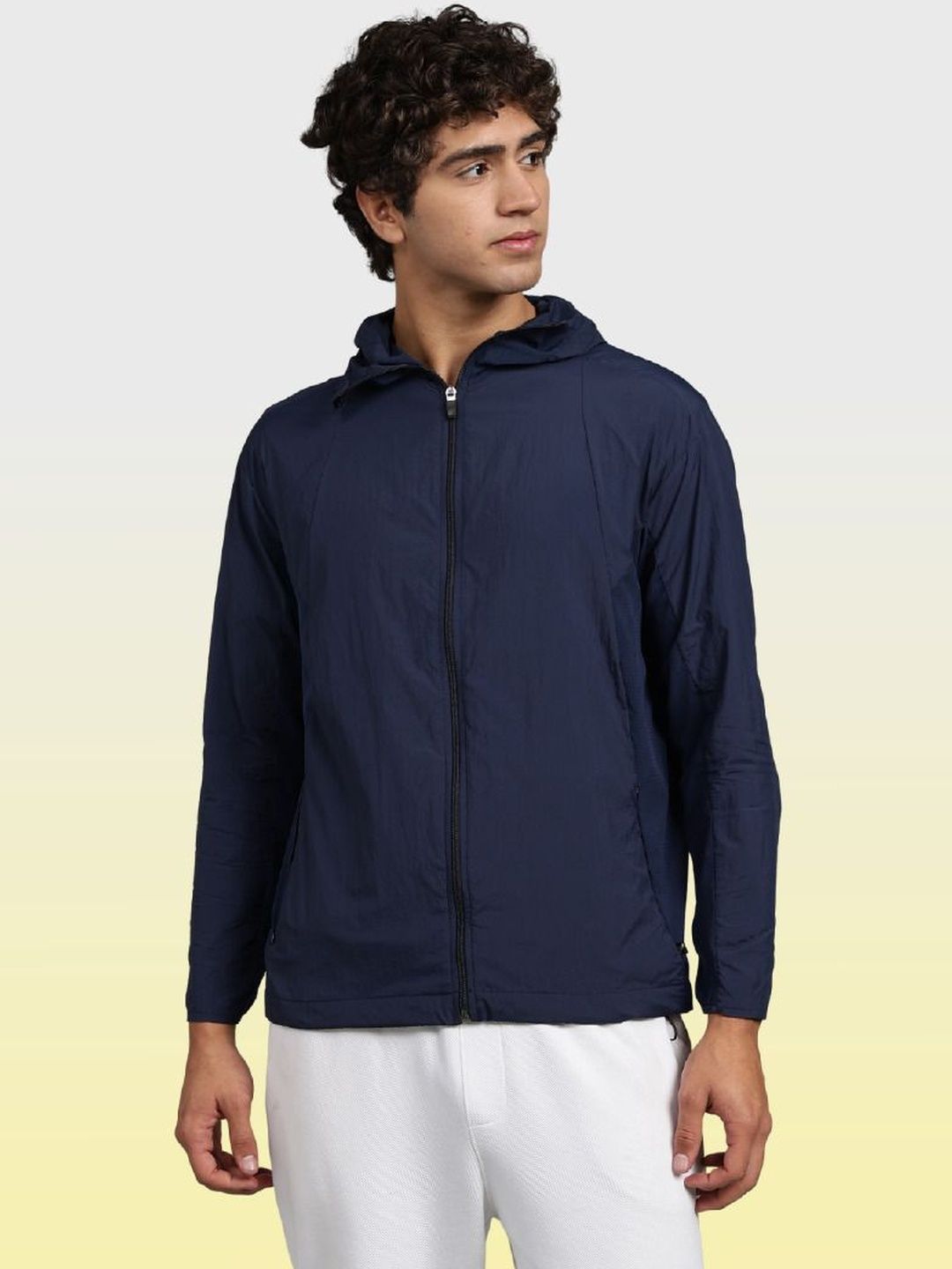 BLUE TYGA Men Striped Lightweight Longline Outdoor Bomber Jacket