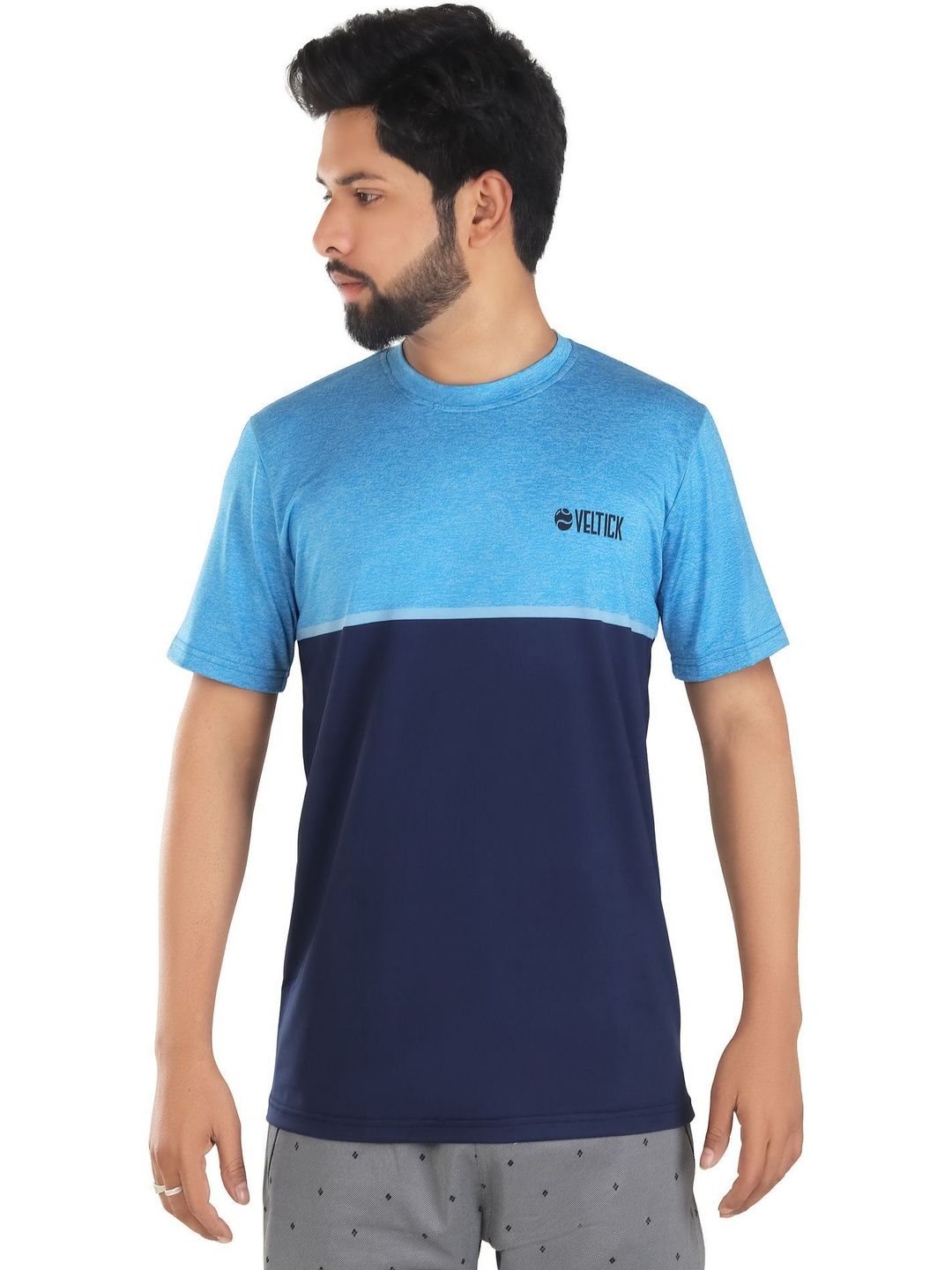 Veltick Men Colourblocked Round Neck T-shirt