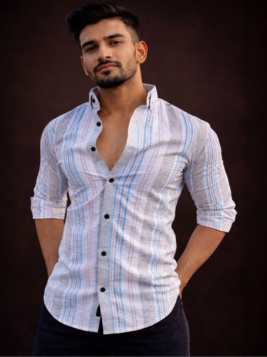 R.Code by The Roadster Life Co. R.Code by The Roadster Life Co. Men Comfort Multi Stripes Striped Casual Shirt
