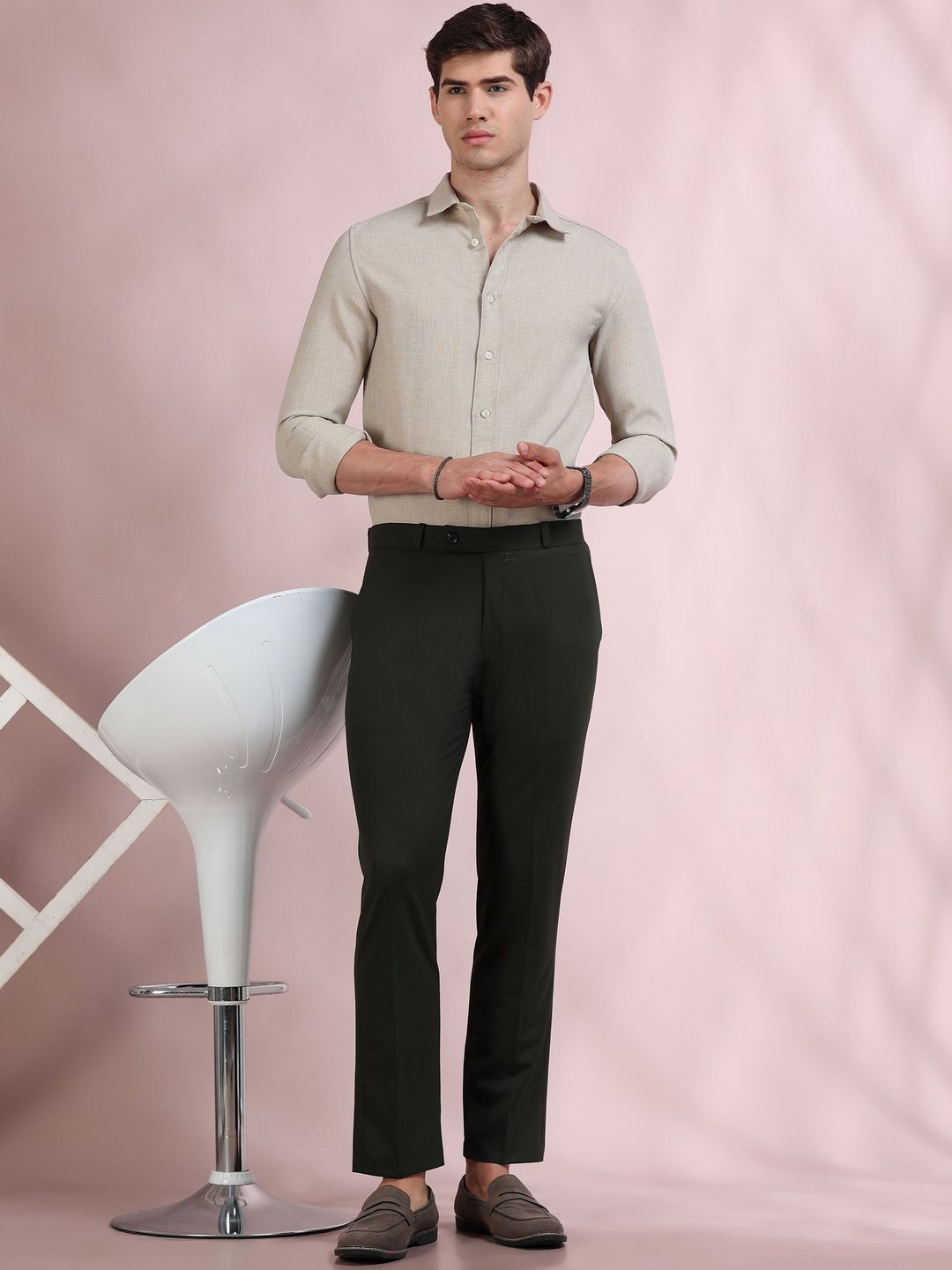 INVICTUS Men Mid-Rise Cotton Formal Trousers