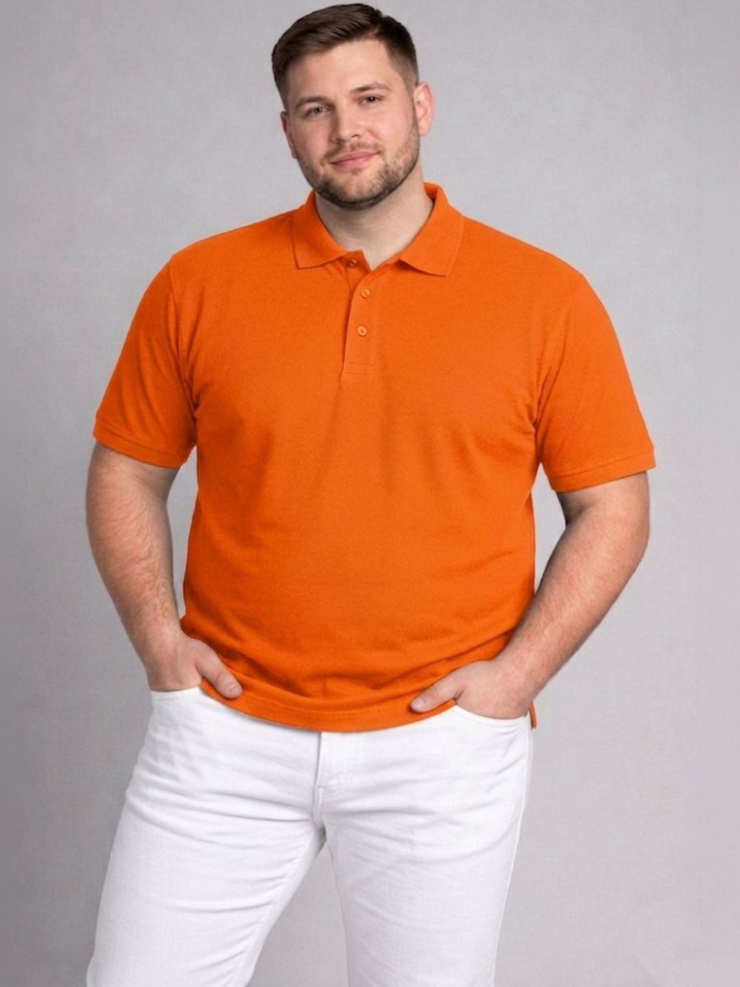 HERR WAHRER Men Plus Size Polo Collar Pocket T-shirt