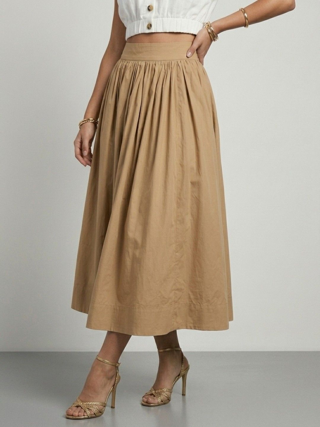 Flared Beige Skirt - Buy Flared Beige Skirt online in India