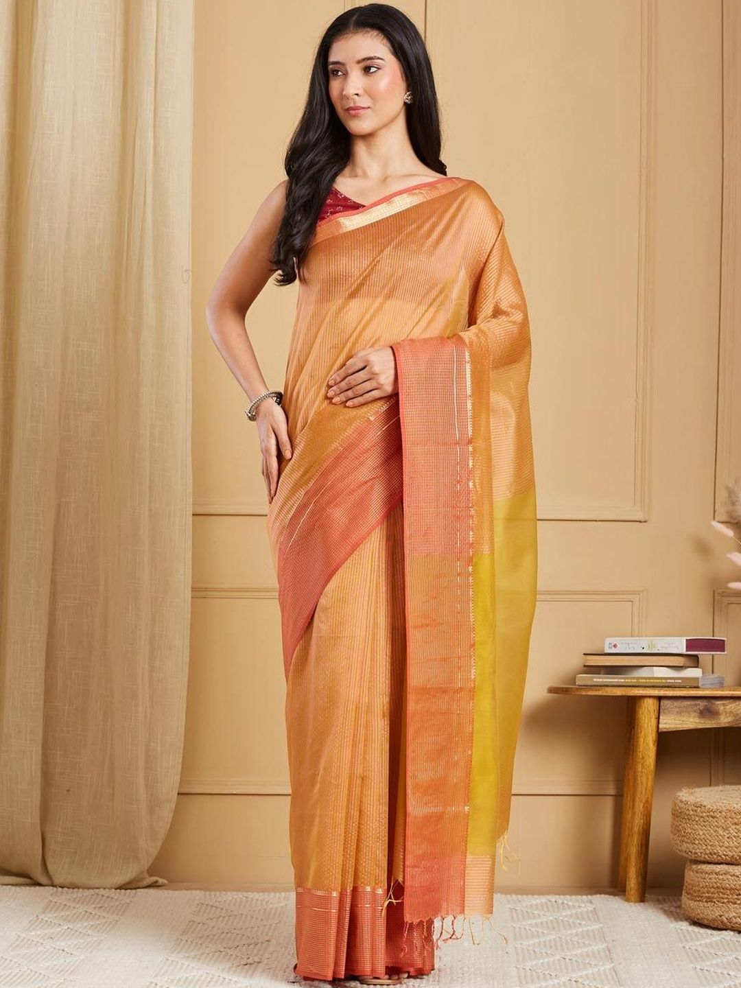 Fabindia Fabindia Woven Design  Maheshwari Saree