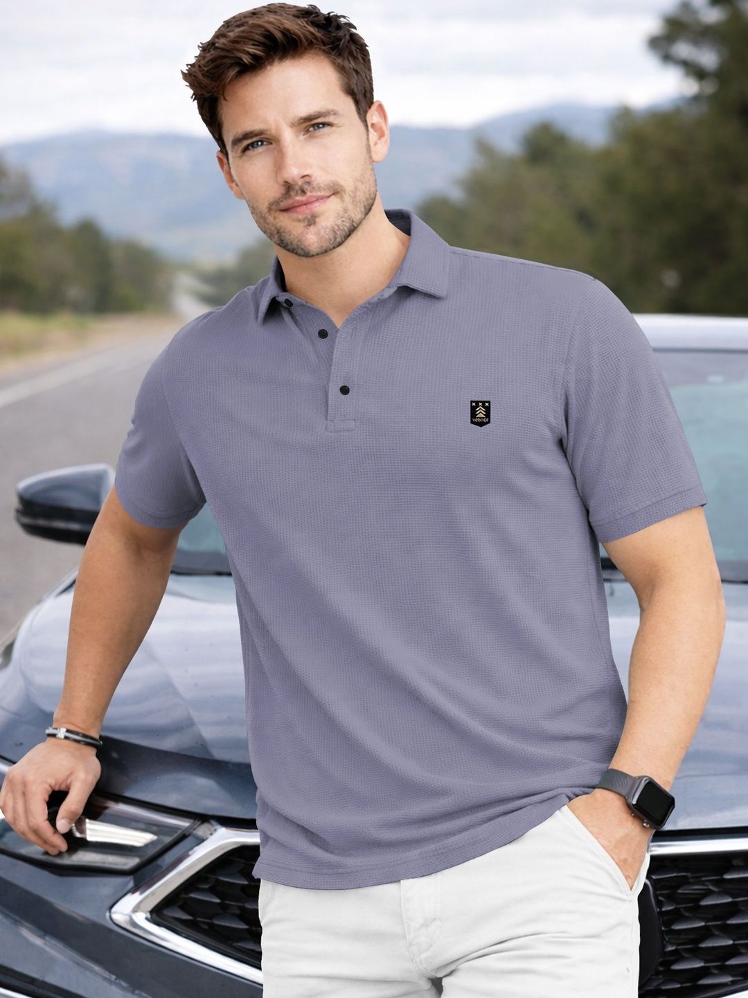VeBNoR Men Polo Collar T-shirt
