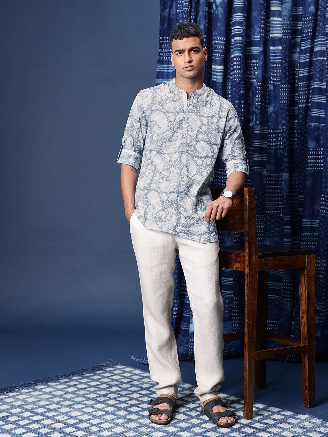 Taavi Men Paisley Kalamkari Printed Pure Cotton Kurta