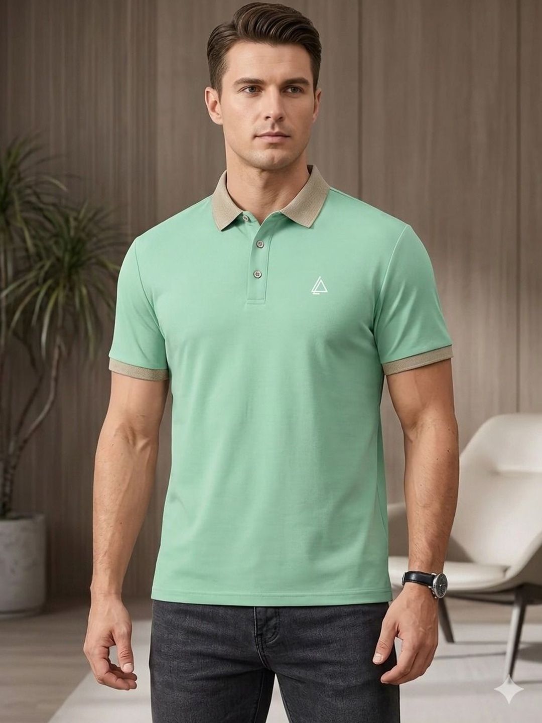 Mast & Harbour Men Polo Collar Pockets T-shirt