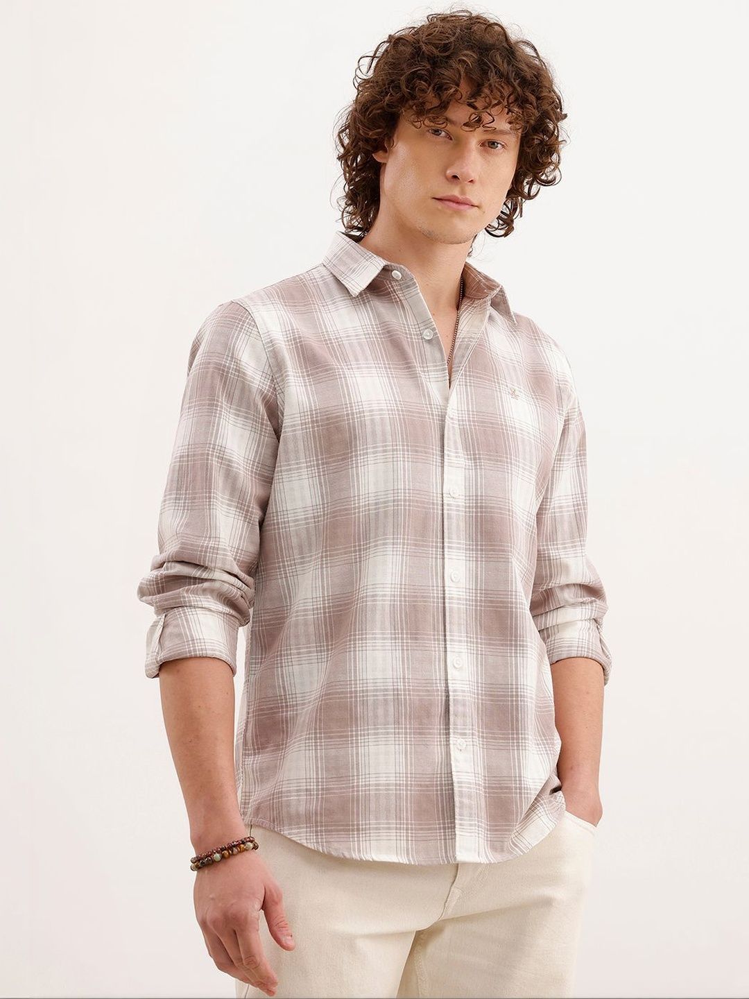 WROGN Men Slim Fit Checked Casual Shirt