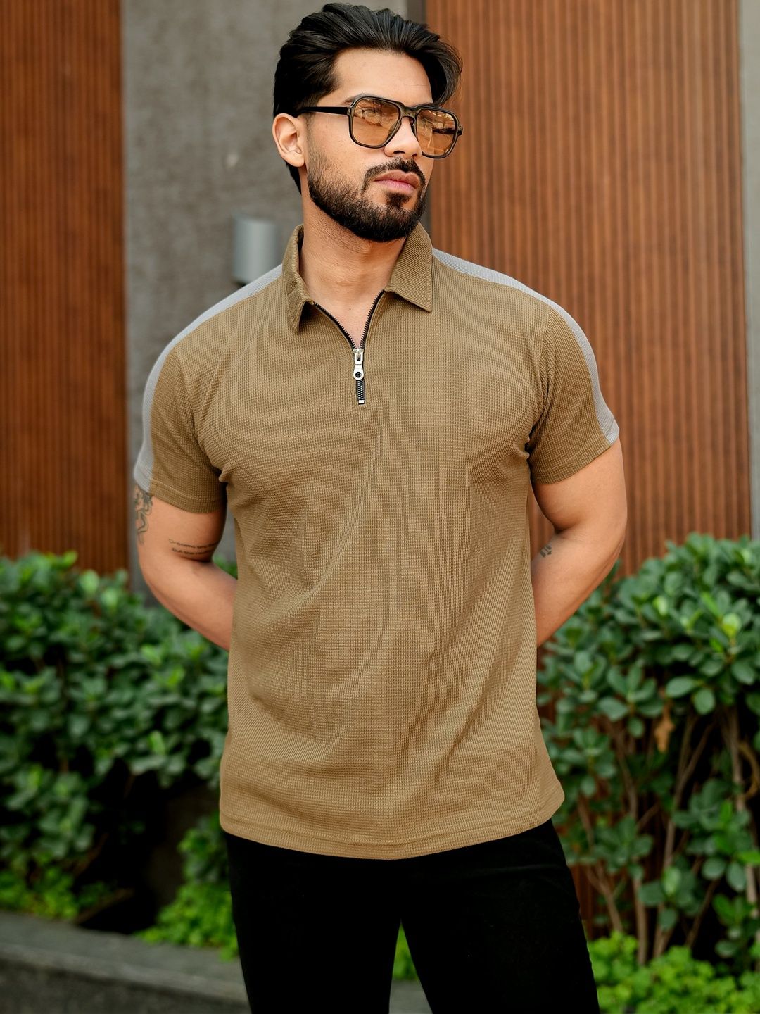 GRITSTONES Men Polo Collar Pure Cotton Pockets T-shirt