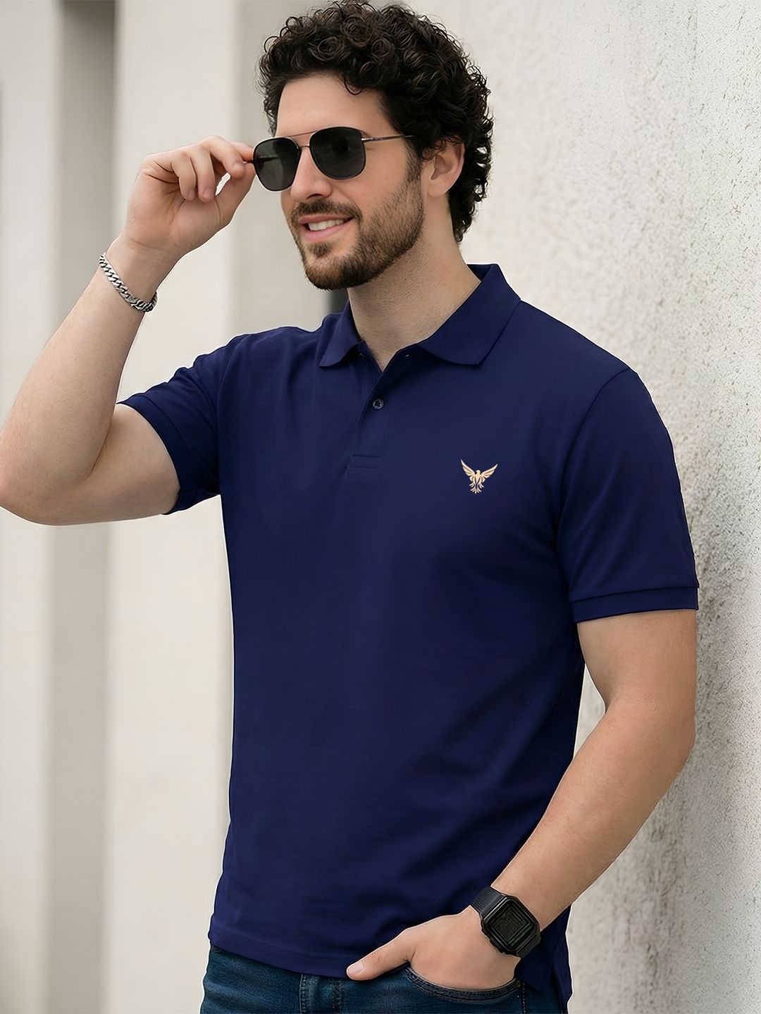 THE BEETEL HOUSE Men Brand Logo Polo Collar T-shirt