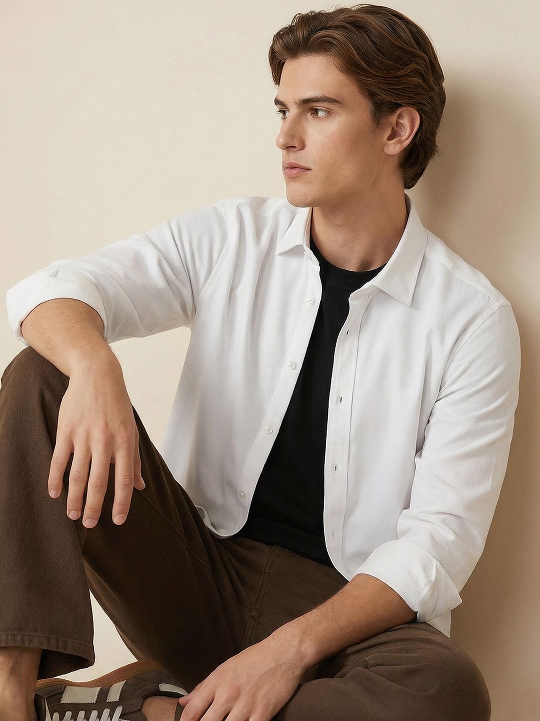 Nautica Spread Collar Casual Shirt