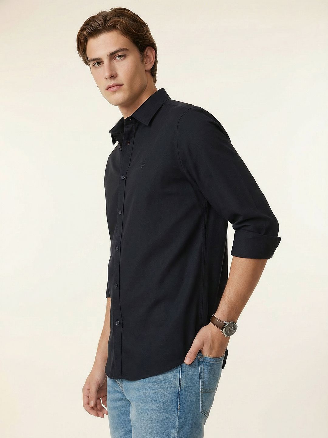 Nautica Spread Collar Casual Shirt