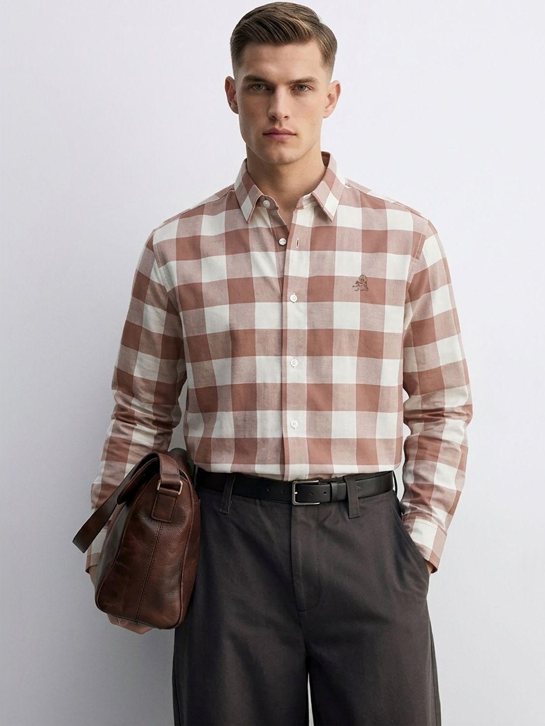 MISCHIEF MONKEY Men Classic Checked Casual Shirt