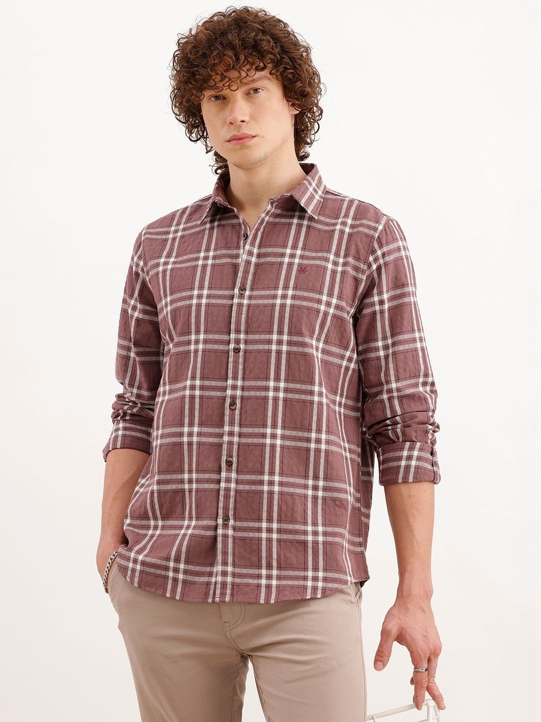 WROGN Men Slim Fit Checked Casual Shirt