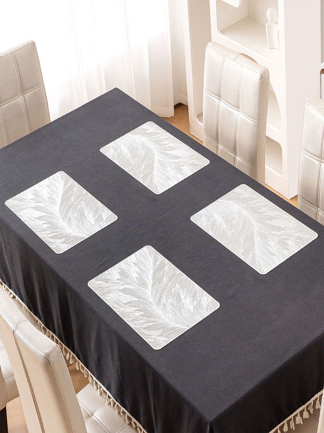 HOKIPO Cyad Leaves 'Metallic Glow' Shining Placemats 45x30cm Set of 4