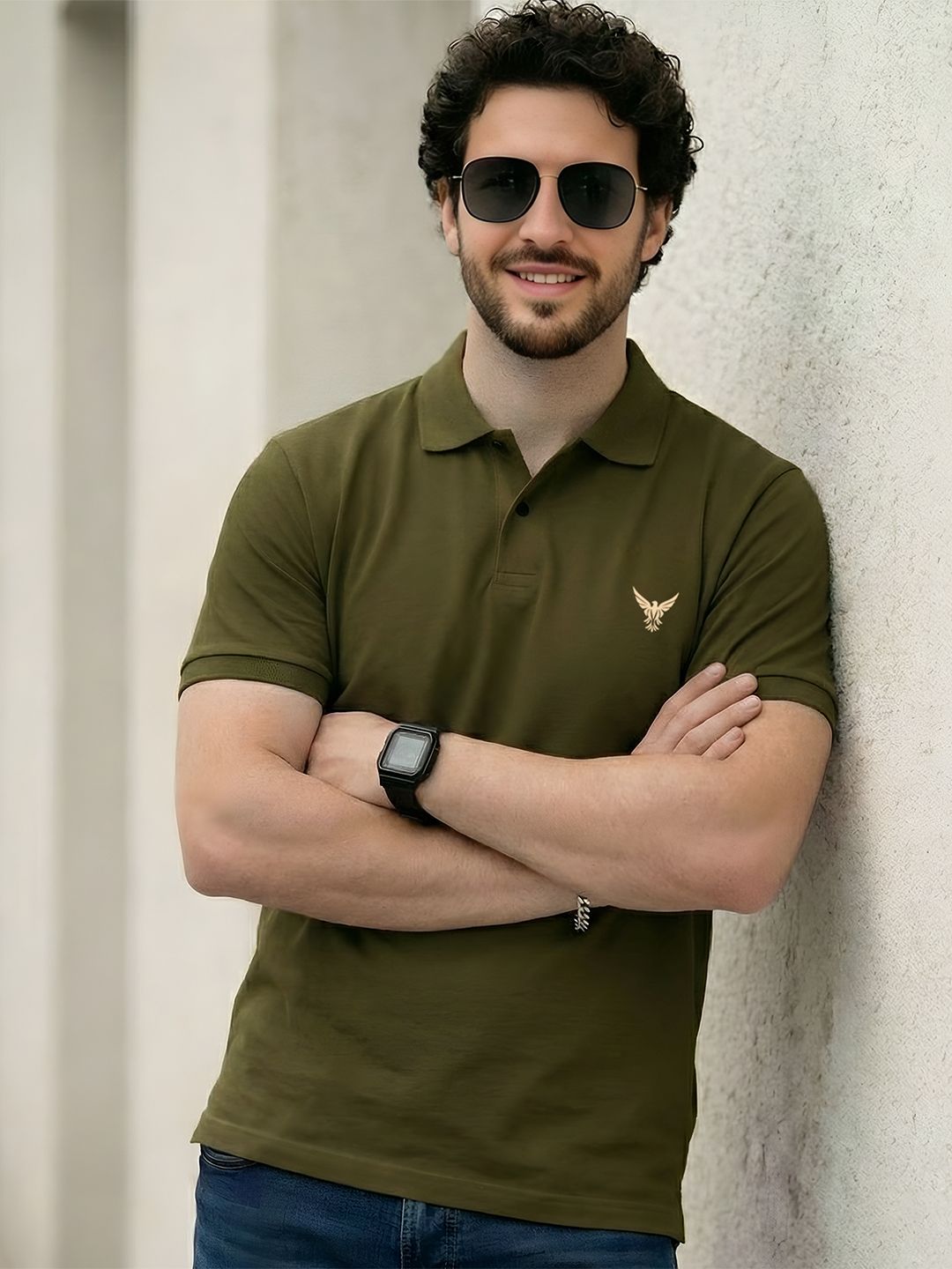 THE BEETEL HOUSE Men Printed Polo Collar T-shirt