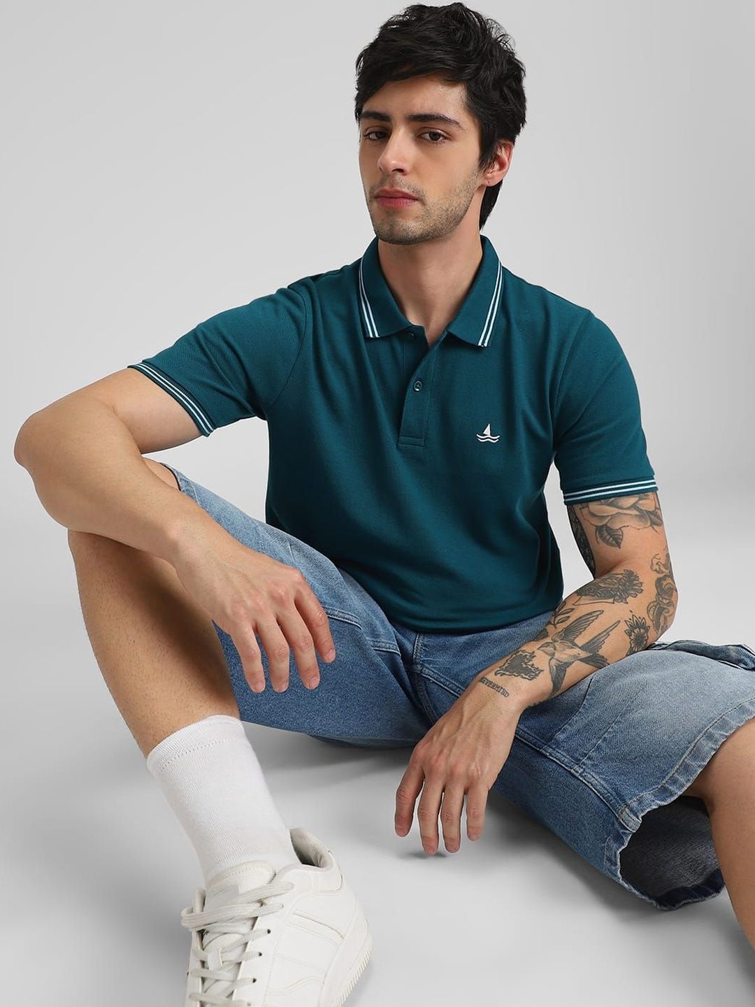 Klub Fox Men Brand Logo Polo Collar T-shirt