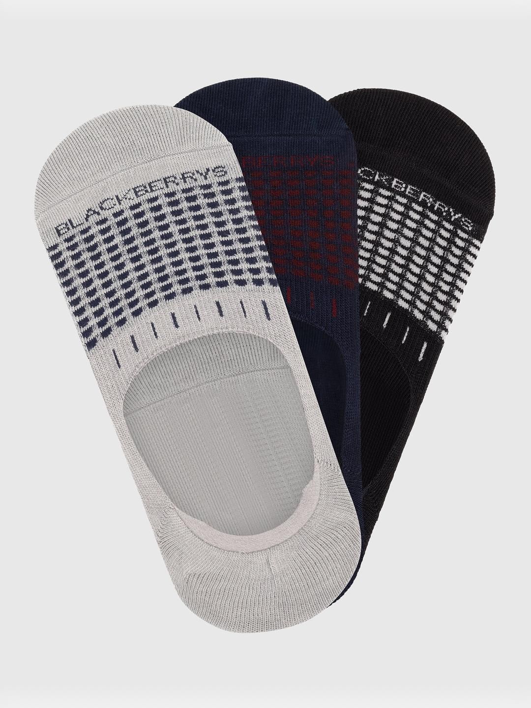 Blackberrys Men Pack of 3 Cotton Assorted Patterned Shoe Liners Socks