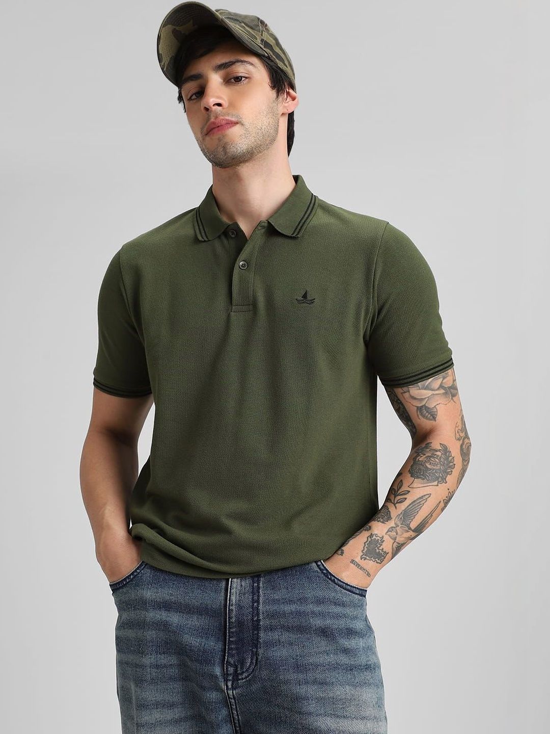 Klub Fox Men Brand Logo Polo Collar T-shirt