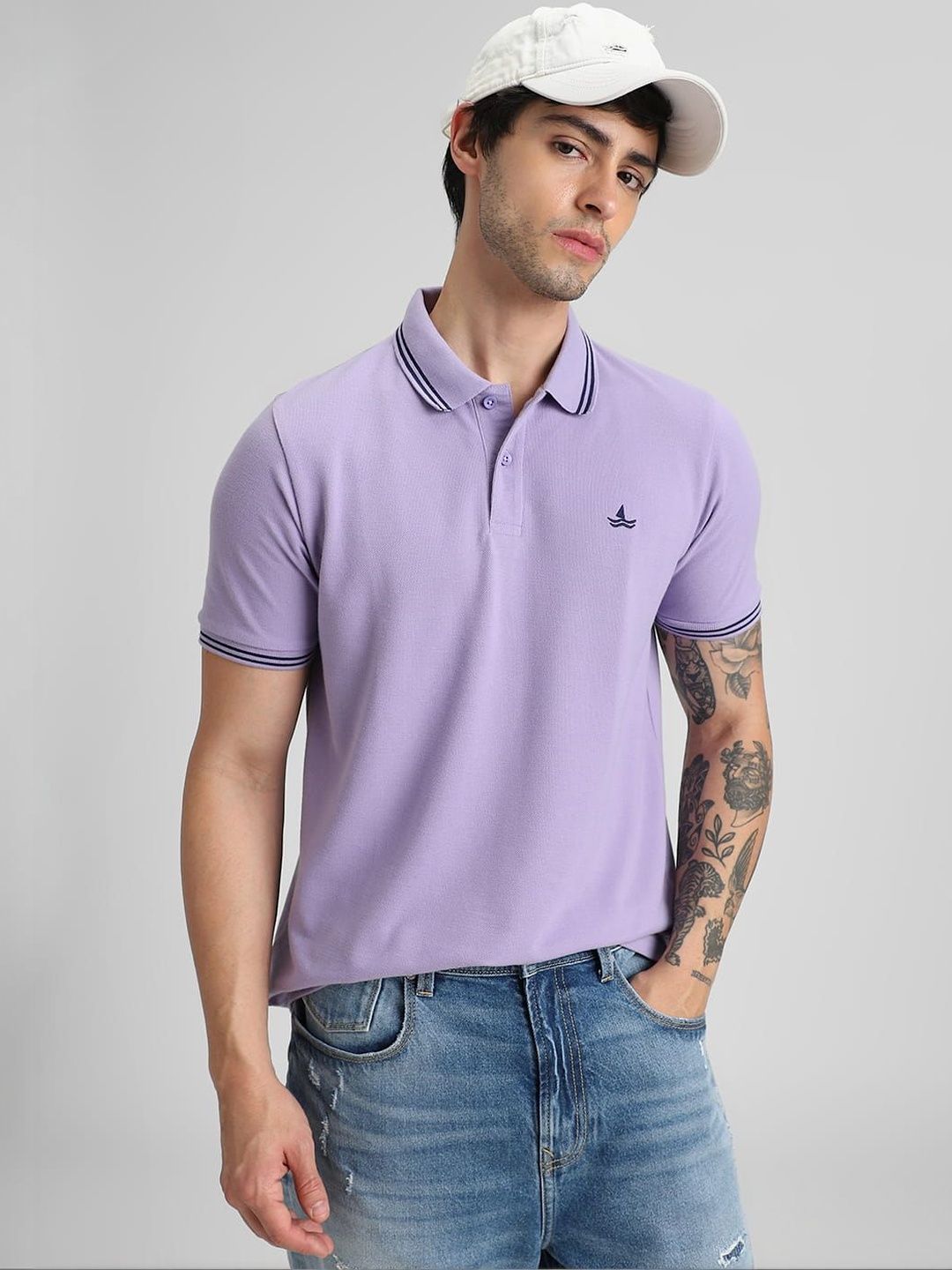 Klub Fox Men Brand Logo Polo Collar T-shirt