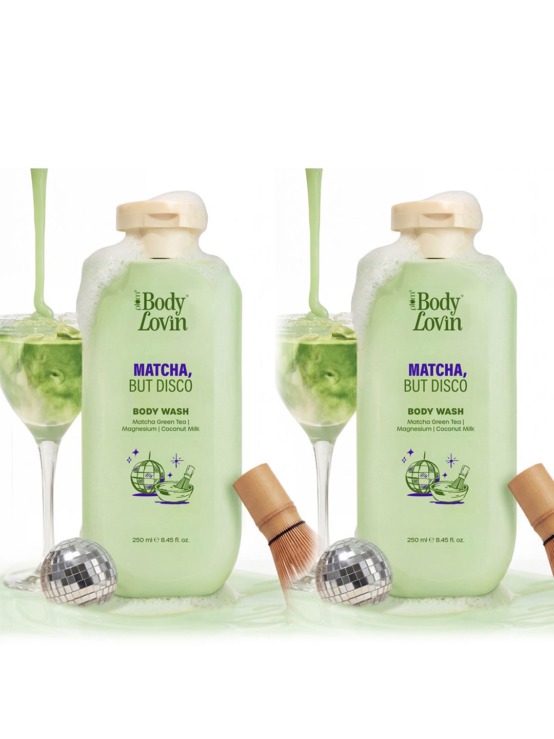 Plum Plum Set of 2 BodyLovin' Matcha, But Disco Body Wash - 250 ml