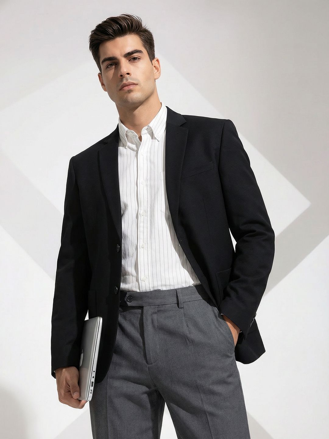 INVICTUS Notched Lapel Single Breasted Formal Blazer