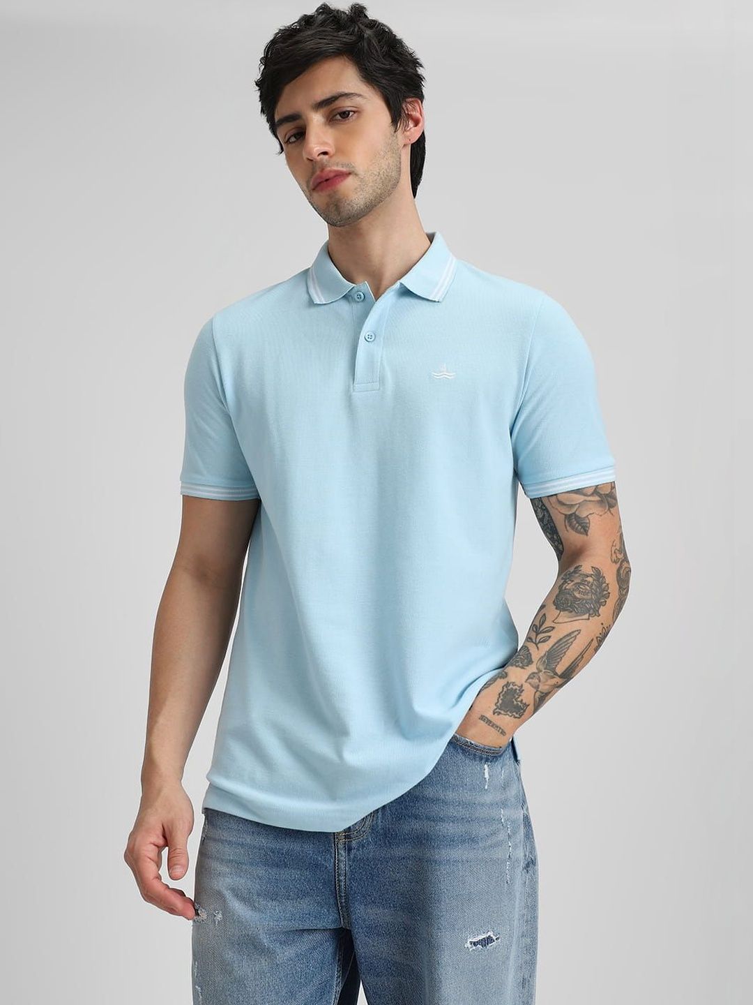 Klub Fox Men Brand Logo Polo Collar T-shirt
