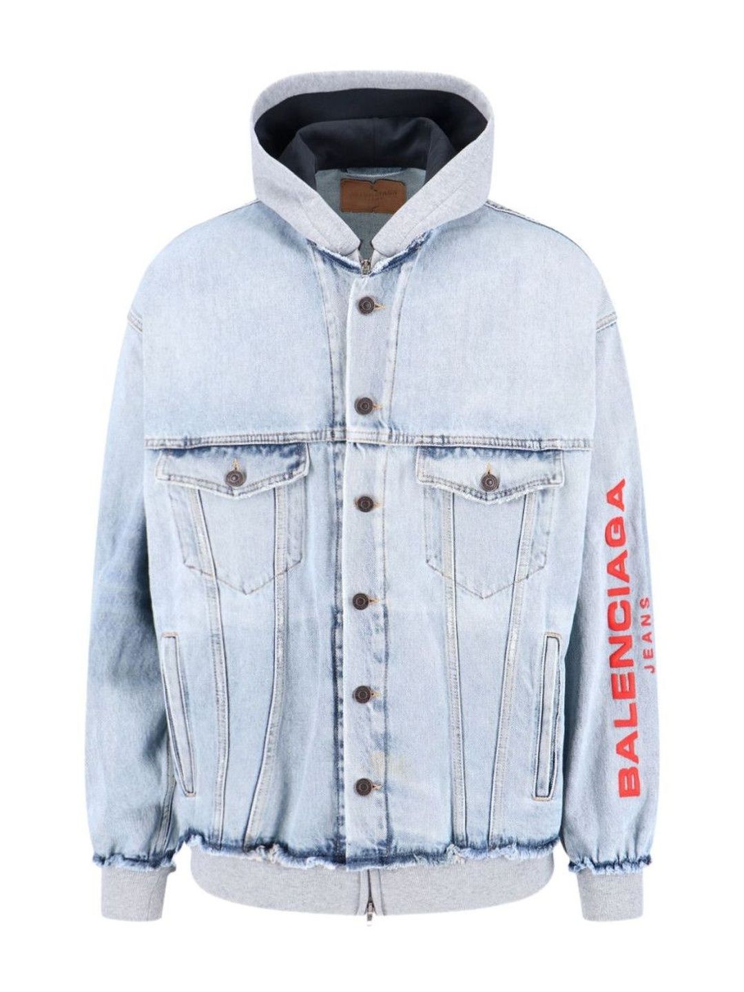 Balenciaga Light Blue Hooded Denim Jacket