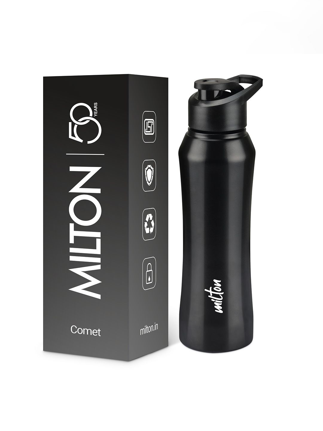Milton Comet 1000 Black Stainless Steel Single Wall Vacuum Water Bottle - 980ml