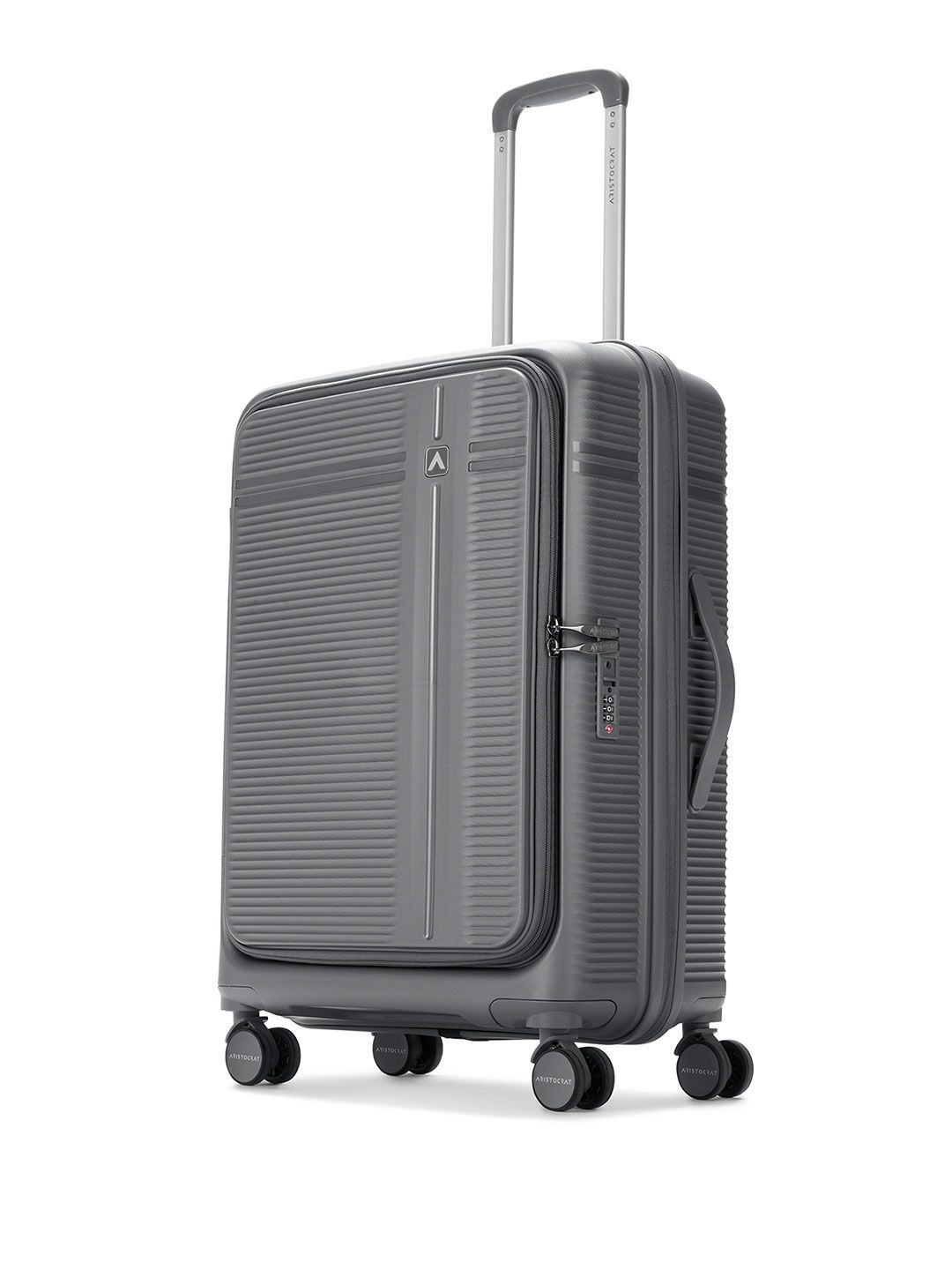 Aristocrat Aristocrat Unisex Solana Grey Medium Hard Luggage 65cm Check-in Trolley Bag with TSA Lock