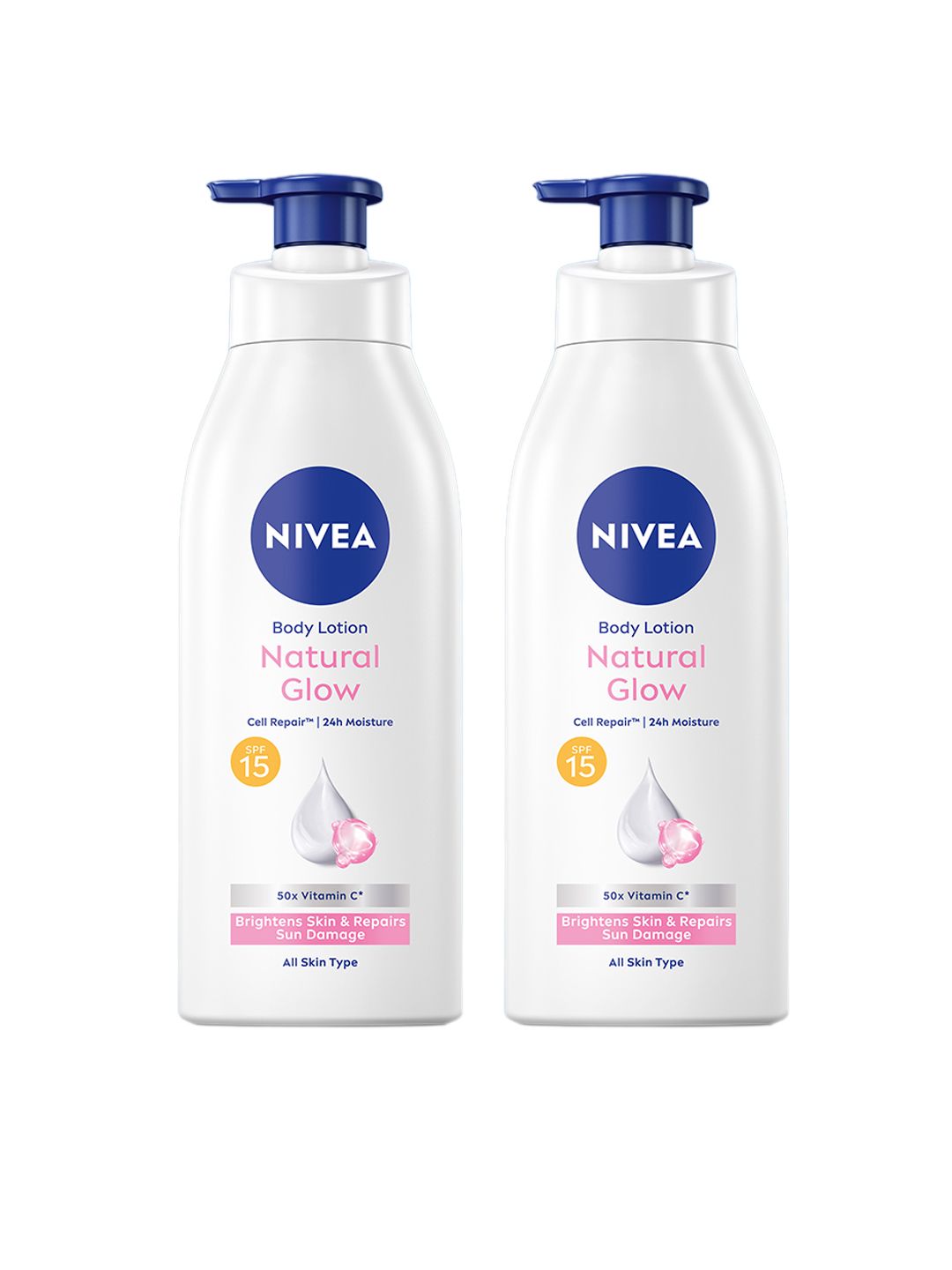 Nivea Nivea Set of 2 Natural Glow SPF15 Body Lotion with UVA UVB Filters - 400 ml each