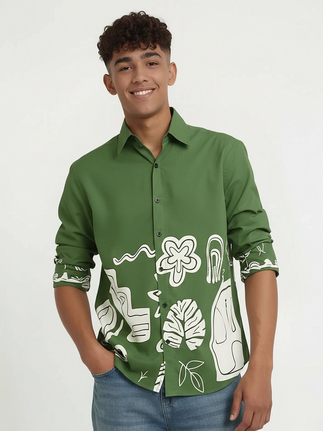 HERE&NOW Men Standard Sheer Casual Shirt