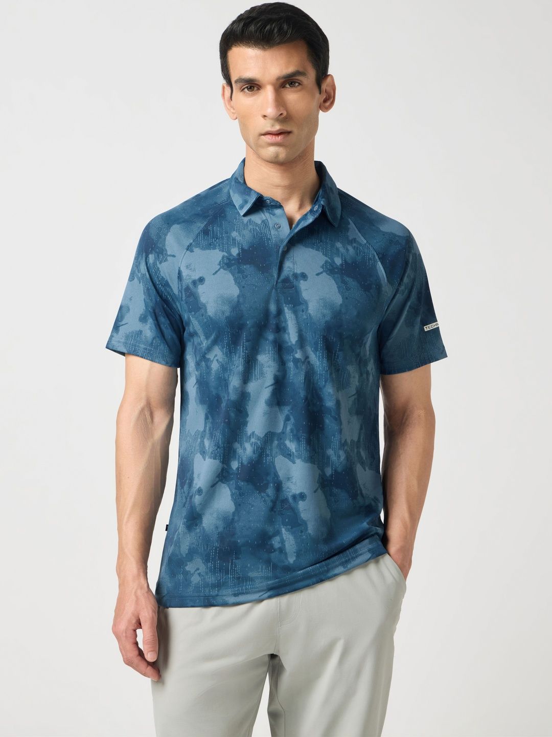 Technosport Men Printed Polo Collar Slim Fit T-shirt