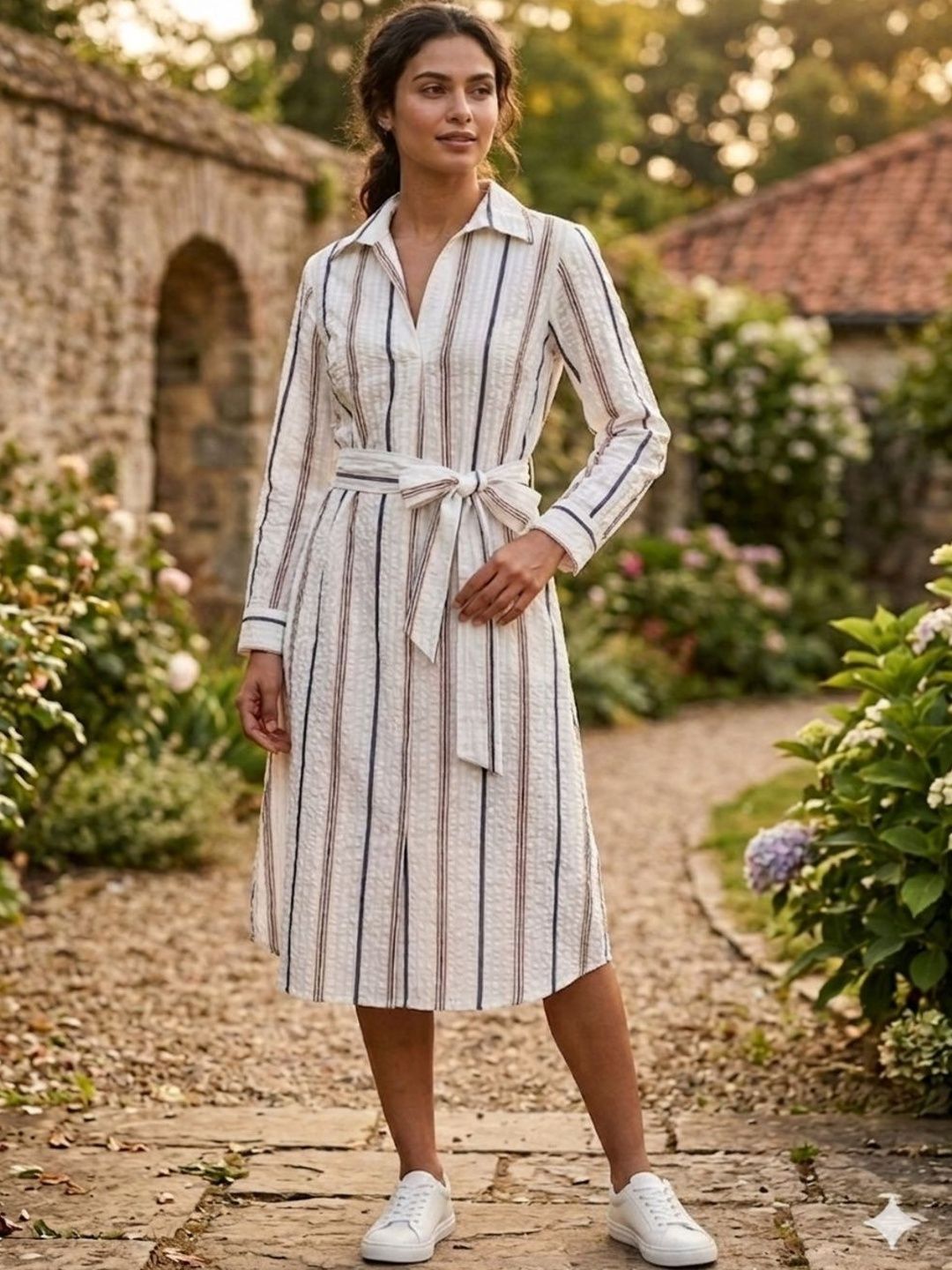 Dress Black White Striped Shirt