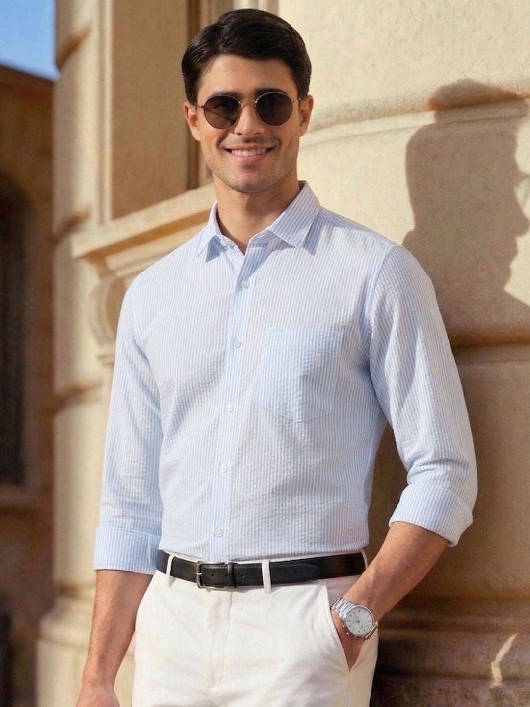 FILO HEVIS Men Premium Striped Cotton Formal Shirt Classic