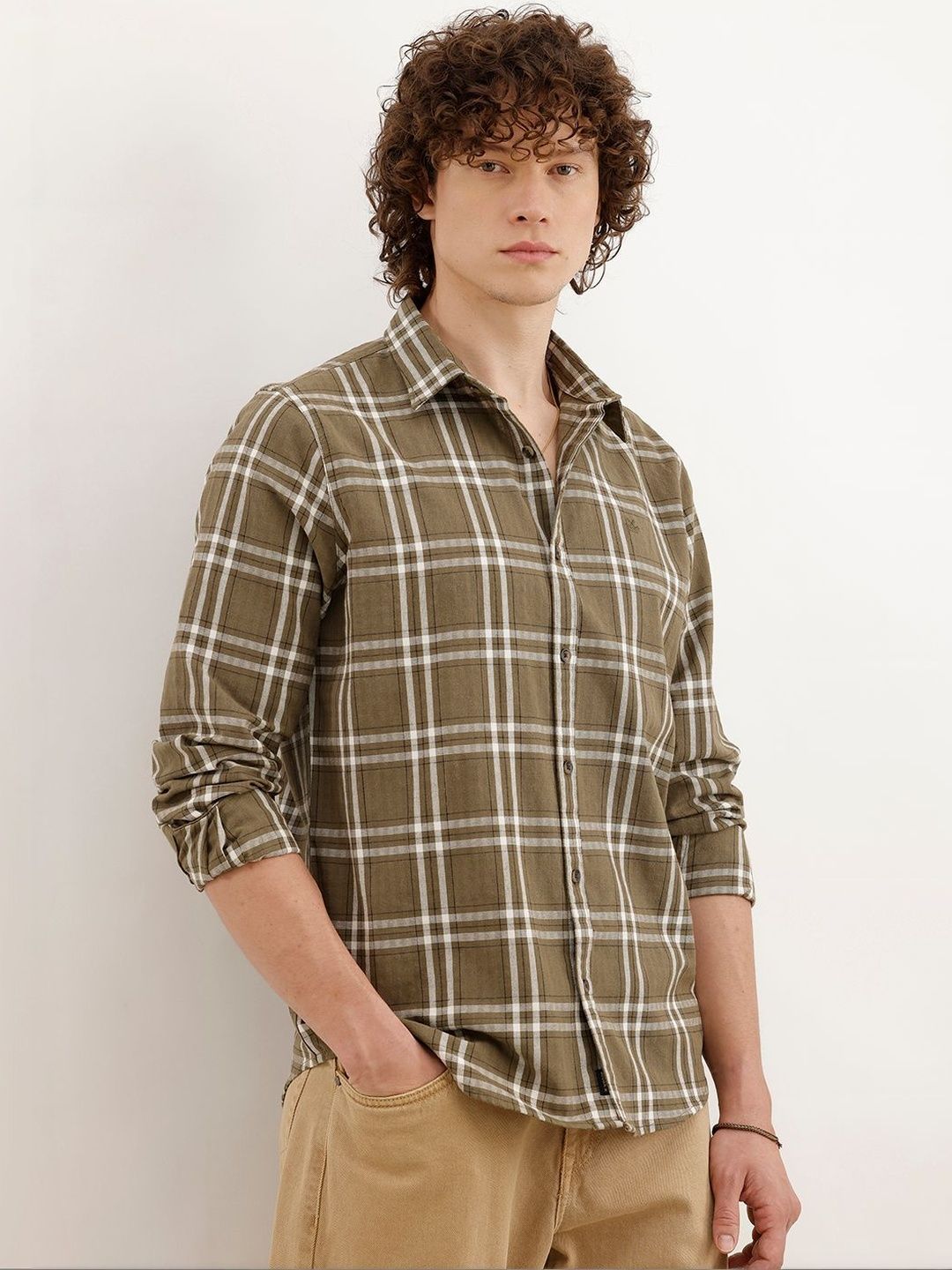 WROGN Men Slim Fit Checked Casual Shirt