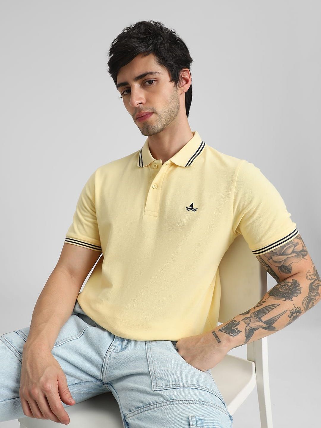 Klub Fox Men Brand Logo Polo Collar Pockets T-shirt