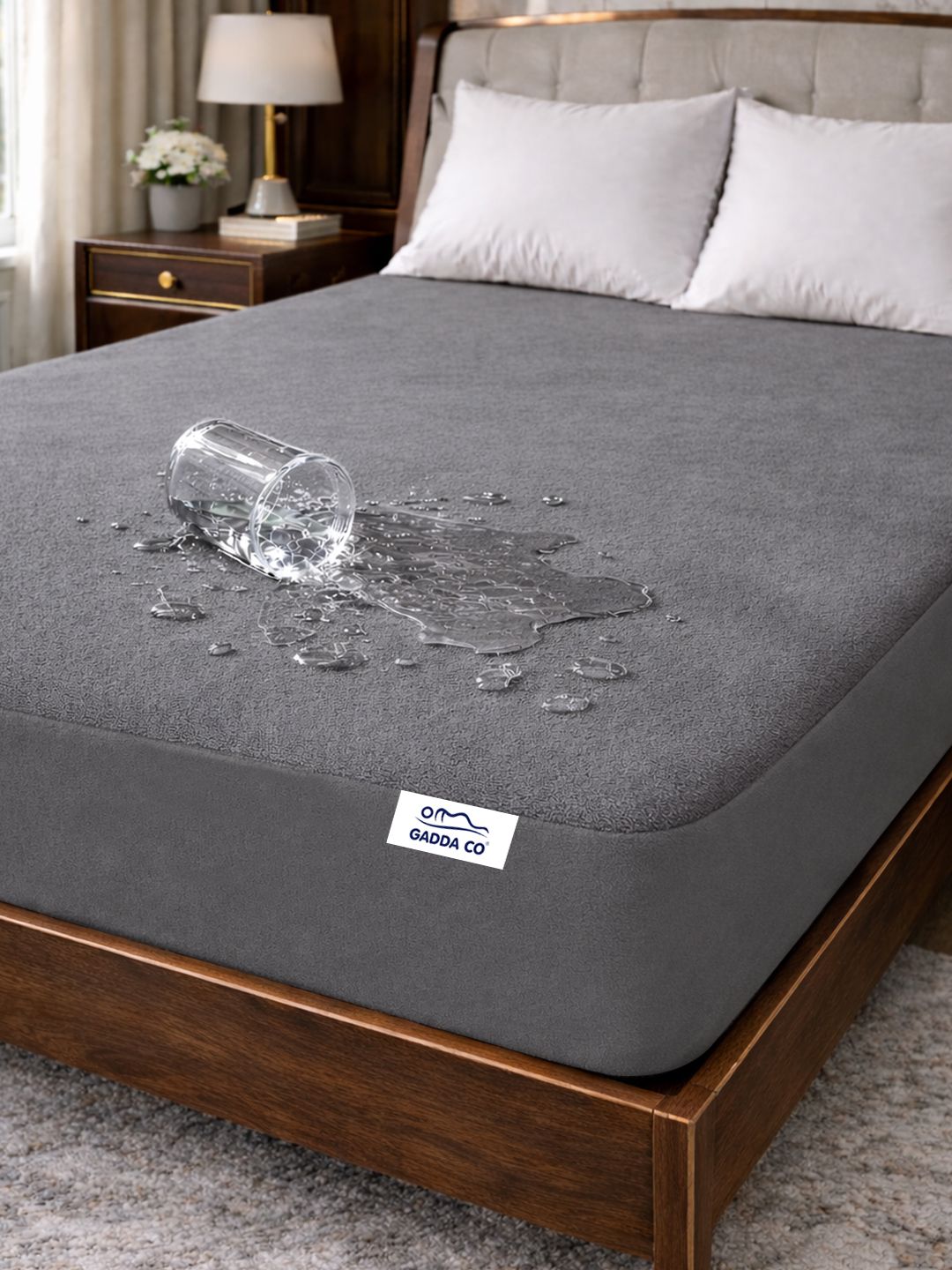 GADDA CO GADDA CO Grey King Size Soft & Waterproof Mattress Protector