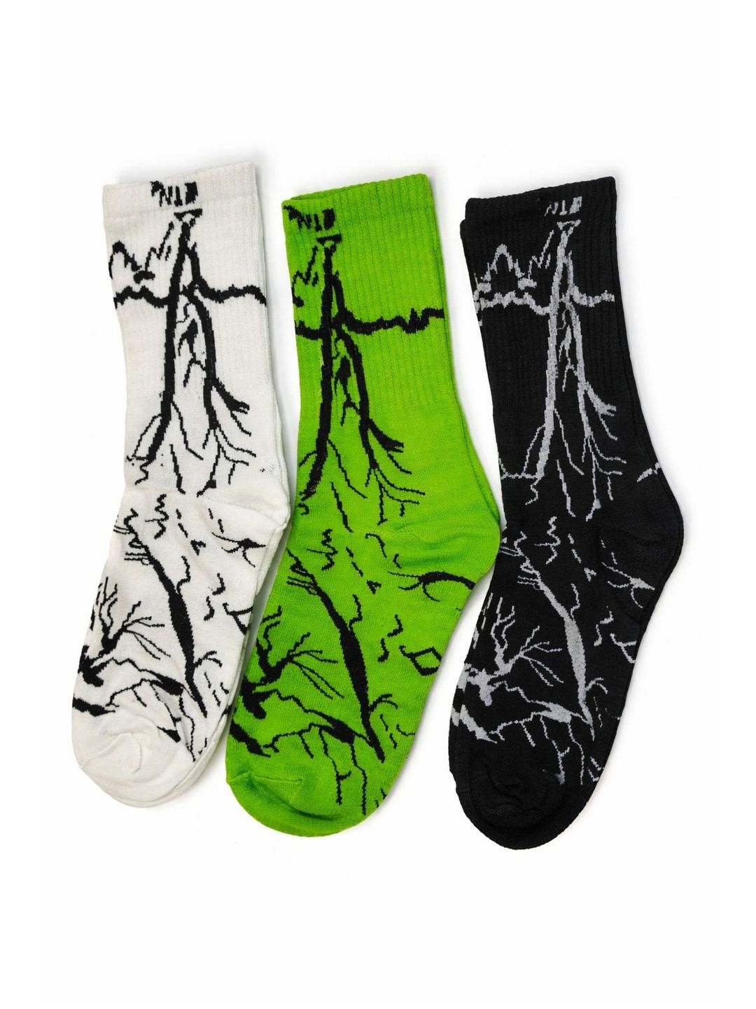 BEAR&BEYOND Men Pack of 3 Cotton Patterned Calf Length Socks