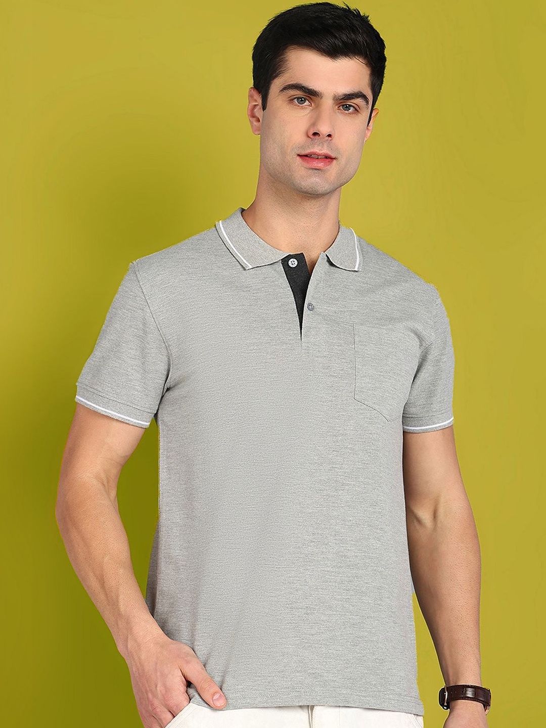 XFOX Men Polo Collar Pockets T-shirt