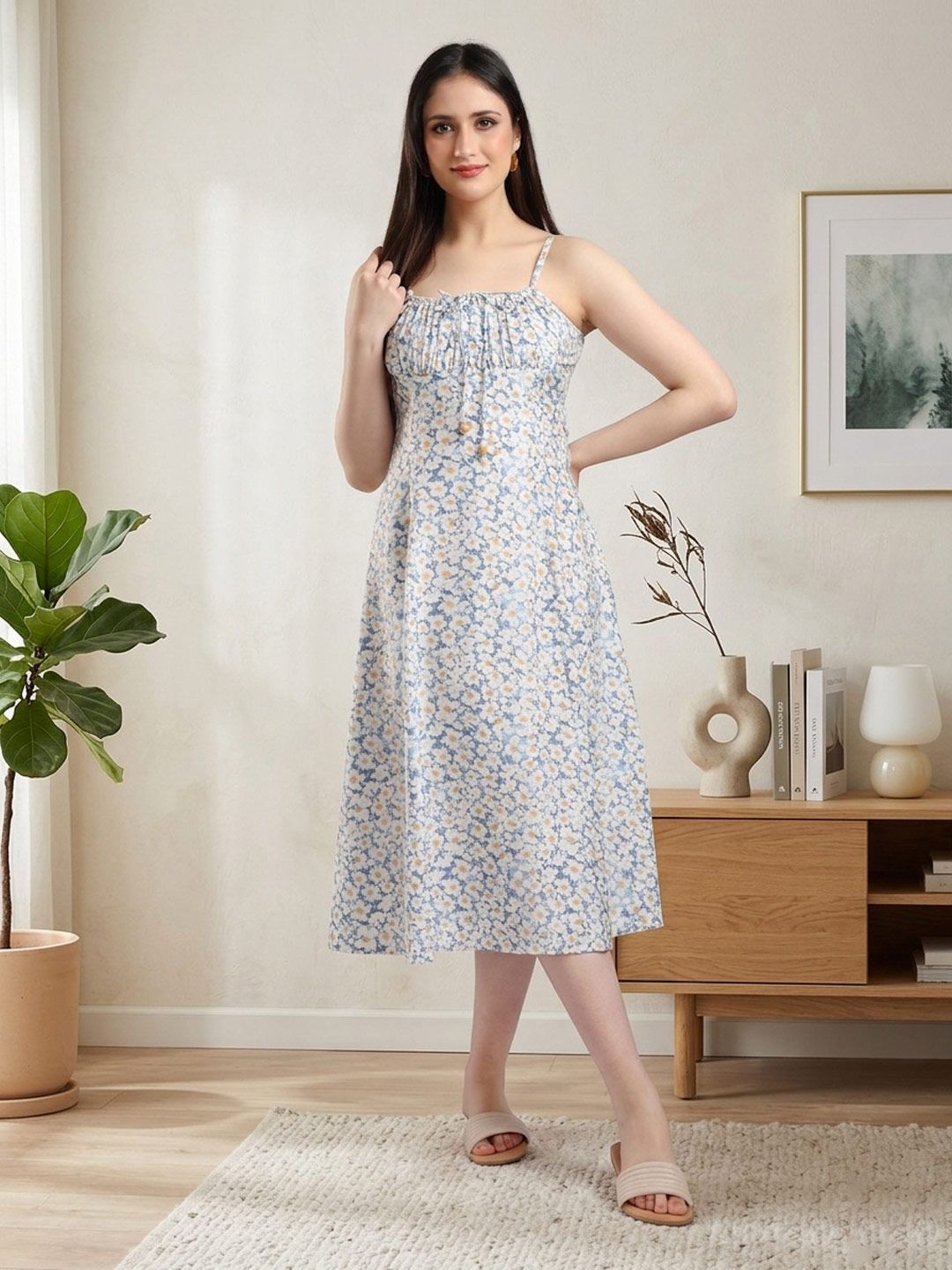 CORY EDGE CORY EDGE Floral Print Fit & Flare Midi Dress