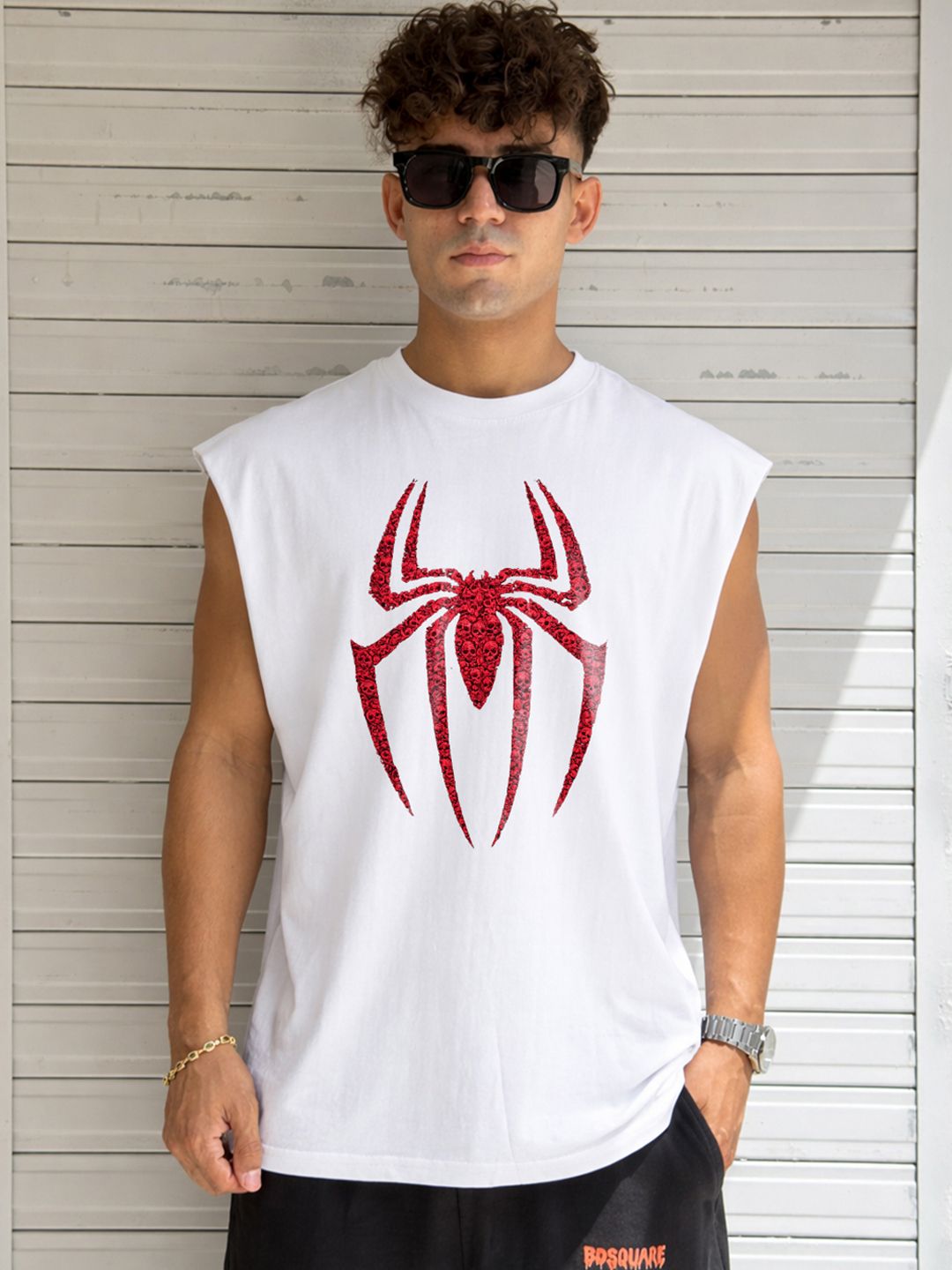 BDSQUARE Graphic Printed Round Neck Cotton Innerwear Vests