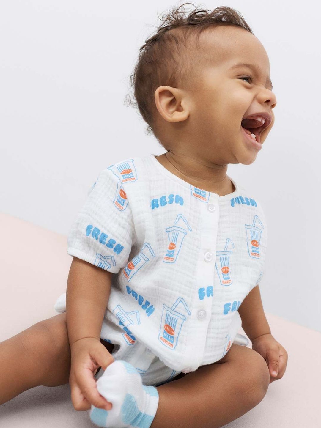 Marks & Spencer Printed White Pure Cotton Romper