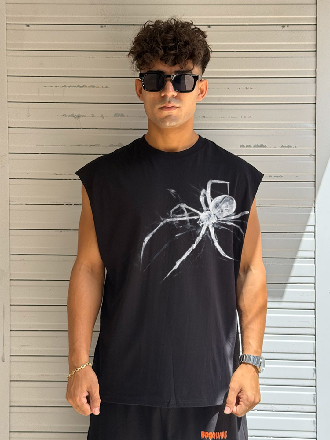 BDSQUARE Printed Cotton Gym Vest