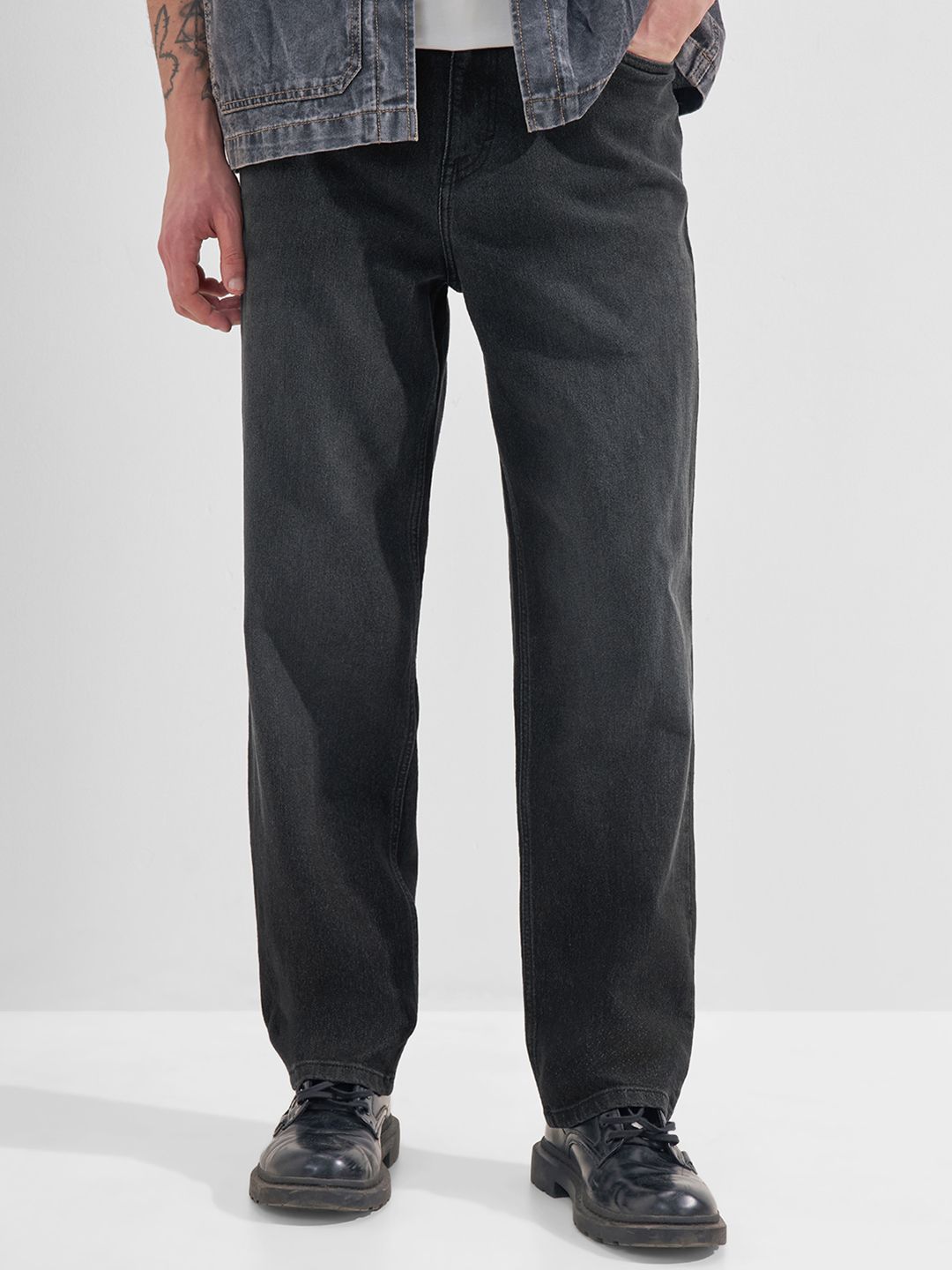 HIGHLANDER Men Relaxed Straight Grey Jeans
