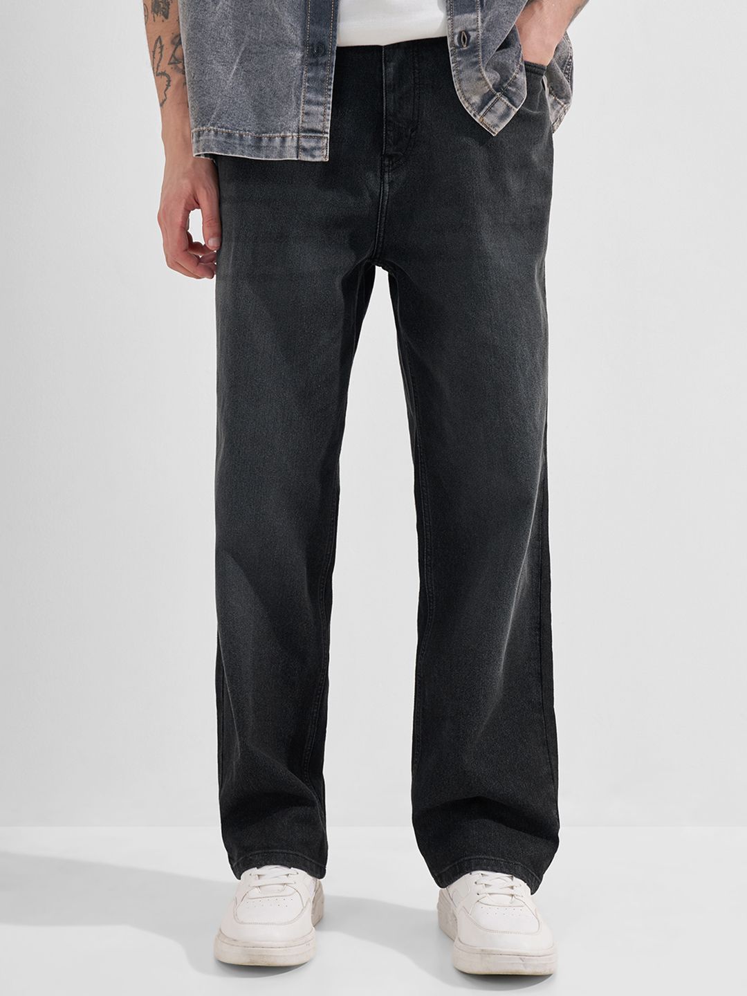HIGHLANDER Men Loose Fit High Rise Grey Jeans