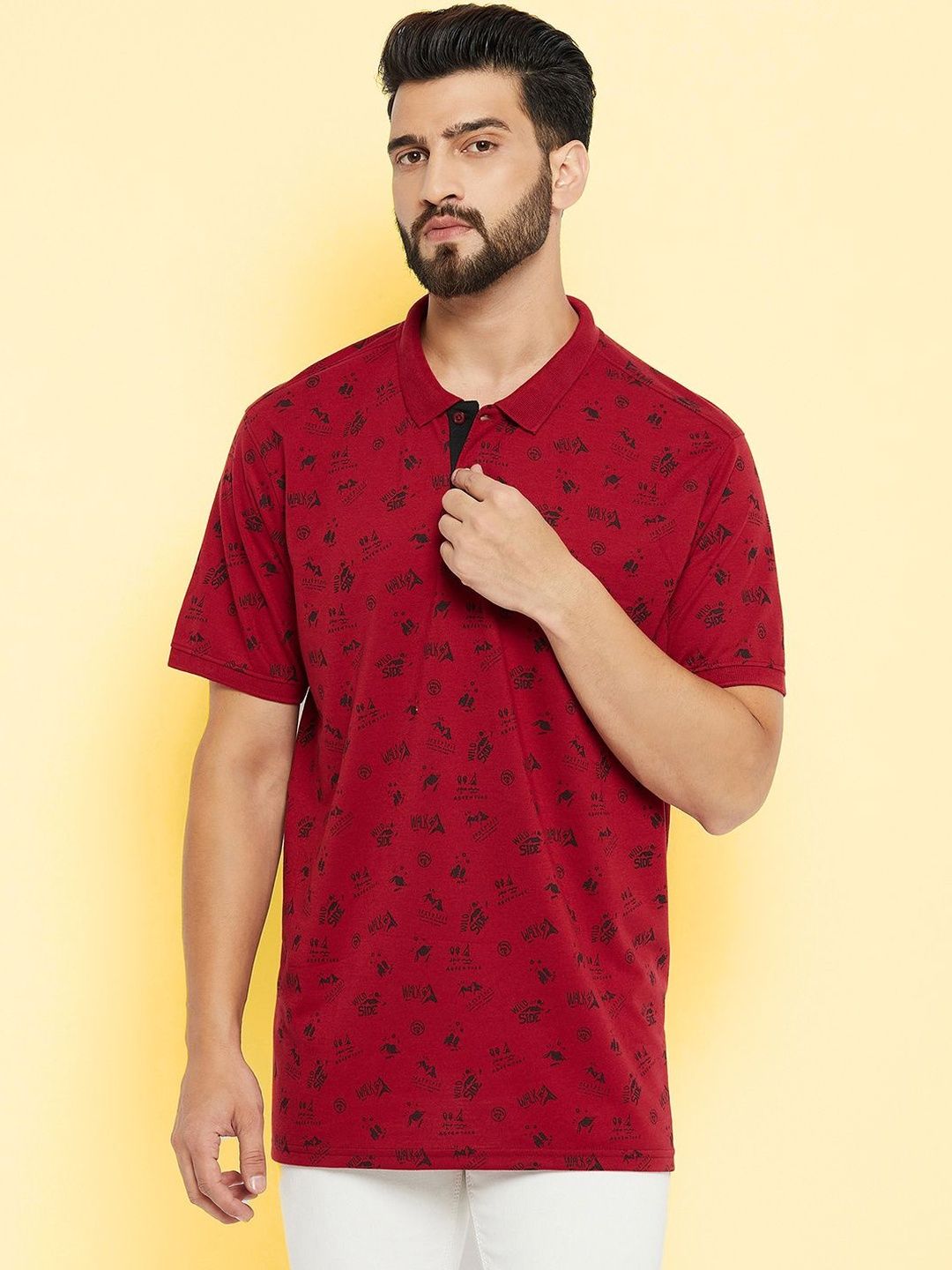 XFOX Men Printed Polo Collar T-shirt