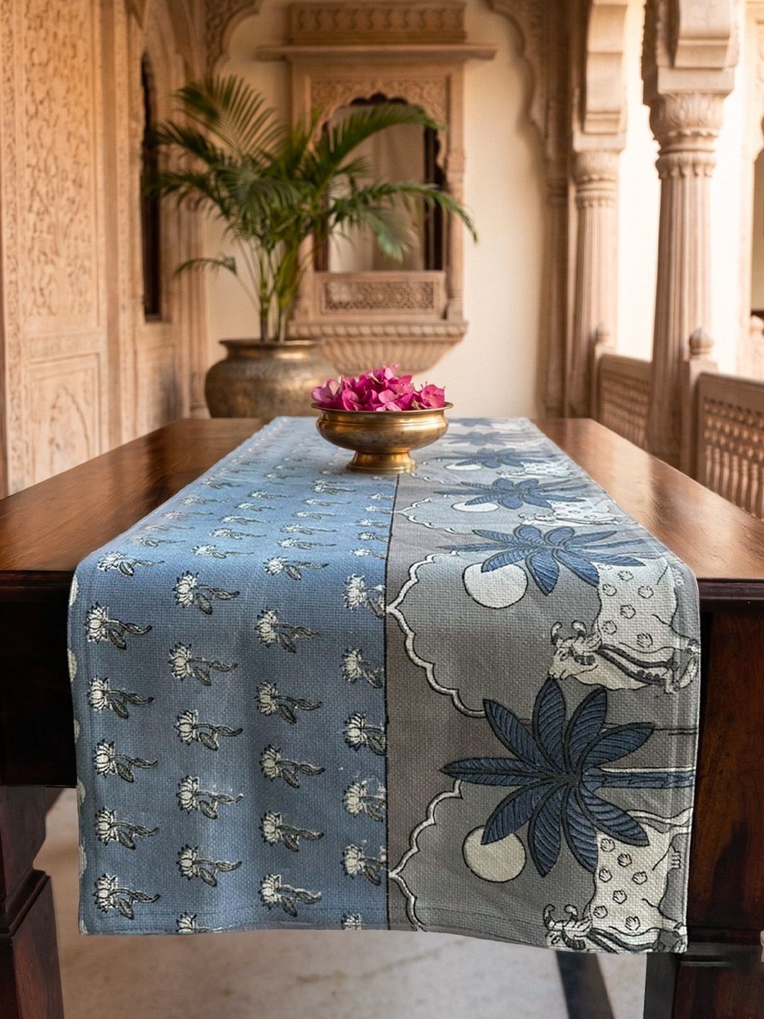 Baarno Blue Handblock Printed Pure Cotton Table Runners