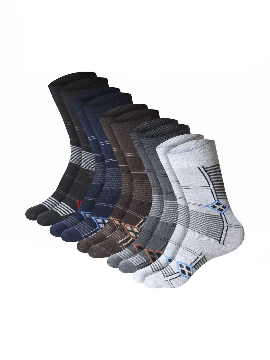 GARUN Men Cotton Patterned Calf Length Socks