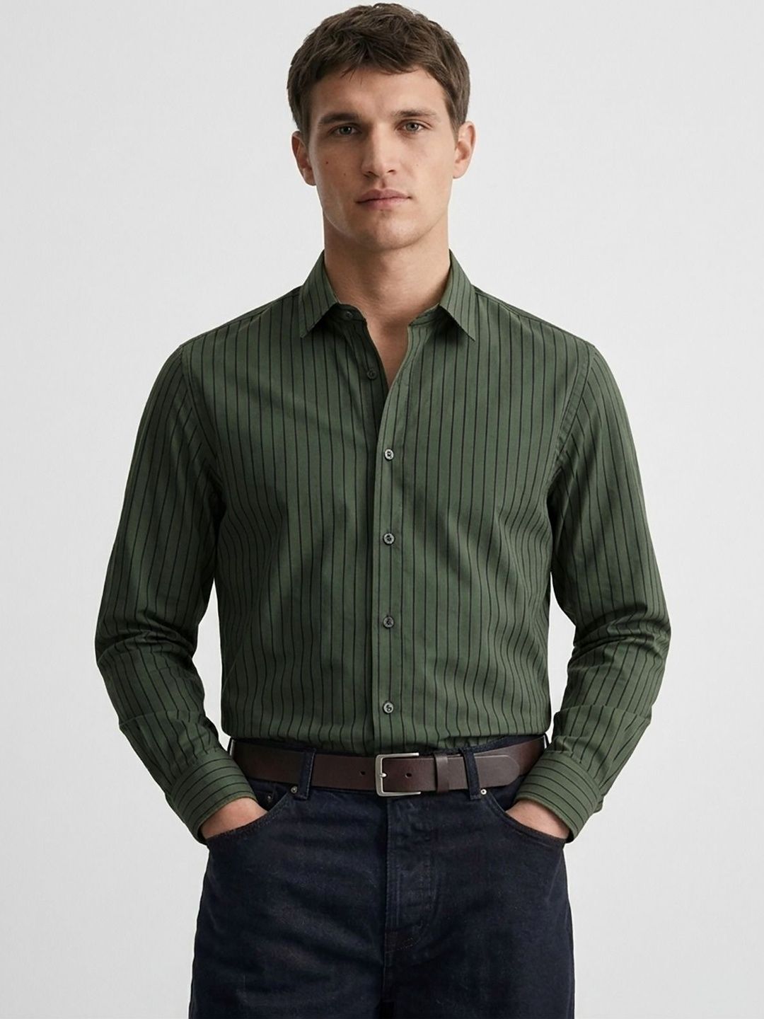 MISCHIEF MONKEY Men Classic Striped Casual Shirt